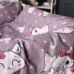 Простирадло на резинці MirSon Бязь Kids Time 17-0691 Cat with a paw 70х130 см темно-сіре (2200010461367) - мініатюра 5