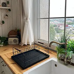 Сушарка для посуду Nice & Cozy Garret з піддоном металева чорна - мініатюра 3