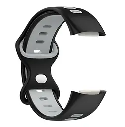 Силіконовий ремінець Primolux Sport для фітнес браслета Fitbit Charge 5/Charge 6 Black Grey/розмір М - мініатюра 2