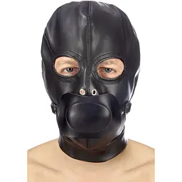 Капюшон з кляпом для БДСМ Fetish Tentation BDSM hood in LeaTherette With removable gag