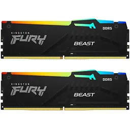 Модуль пам'яті для комп'ютера DDR5 32GB (2x16GB) 6000 MHz Beast RGB Kingston Fury (ex.HyperX) (KF560C36BBE2AK2-32) - мініатюра 1