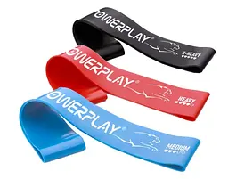 Гумки для фітнесу (стрічка-еспандер) PowerPlay 4113 Mini Power Band Set набір із 3 шт (опір від 10-20 кг) (PP_4113_3in_B/R/B)