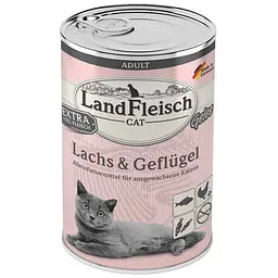Консерви для котів LandFleisch Adult Cat Geflugel mit Lachs (птах, лосось) 400 г