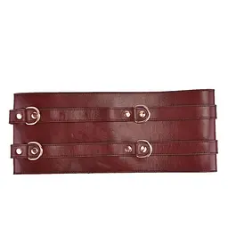Шкіряний пояс для бондажу Liebe Seele Wine Red Waist Cuff, M Size - мініатюра 6