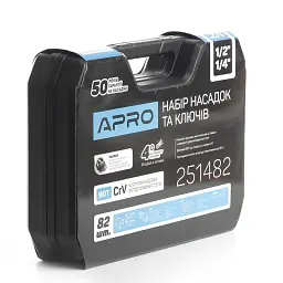 Набір насадок та інструментів Apro CrV 1/4" 1/2" 90Т з гайковими ключами 82 шт. 30412 - мініатюра 3