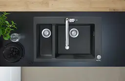 Кухонна мийка Hansgrohe S510-F635 770x510 на дві чаші 80/450 Graphiteblack 43315170, Чорний - мініатюра 2