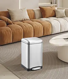 Відро для сміття Mixxus Style-TC0106 SS Color 6л з плавним закриттям квадратне нержавіюча сталь MI7092, Нержавіюча сталь - мініатюра 6