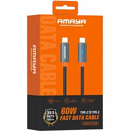 Дата кабель Amaya CC58 Type-C to Type-C 60W (1m) Gray - мініатюра 2