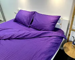 Постільна білизна LARA сатин-страйп LUX violet d13226е160 з простирадлом на резинці 160х200х25 євро - мініатюра 2