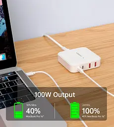 Мережевий зарядний пристрій Choetech PD8008 100W Desktop GaN Charger White (PD8008-EU-WH) [100838] - мініатюра 3