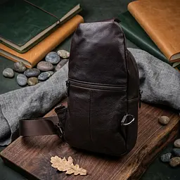 Зручна чоловіча сумка через плече з натуральної шкіри Vintage 21306 коричнева - мініатюра 4