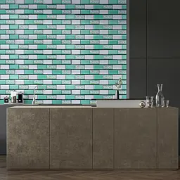 Декоративна панель Sticker Wall ПВХ 960х480х4мм Цегла зелена орнамент SW-00001429 - мініатюра 7