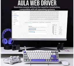 Клавіатура ігрова механічна AULA WIN-68 HE Max White-Blue Magnetic switch ENG/UKR - мініатюра 10