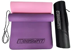 Килимок для йоги та фітнеса EasyFit TPE+TC 6мм двошаровий + Чохол фіолетовий з рожевим (EF-1924s-VP) - мініатюра 6