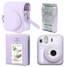 Набор камера Fujifilm Instax Mini 12, Фотобумага 10шт, Чехол, Фотоальбом 64 фото Фиолетовый