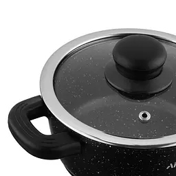 Каструля Ardesto зі скляною кришкою Gemini Anzio 1.2л алюміній чорний kuh0014741 - мініатюра 6