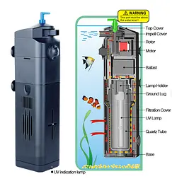 Внутрішній фільтр для акваріума SunSun JUP-22 UV 8 Вт 800 л/год до 250 л - мініатюра 4