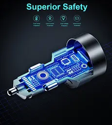 Автомобільний зарядний пристрій Choetech С0054 2xUSB-C+USB-A, 130 Вт, 5A, QC3.0/PD/PPS - мініатюра 8