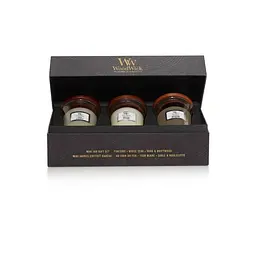 Набір свічок Woodwick mini Fireside White Teak Sand & Driftwood Камін, біле тикове дерево, пісок і коряги 3 шт. х 85 г (1741952E) - мініатюра 2