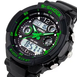 Наручний годинник чоловічий Skmei S-Shock Green 0931 Чорний (1530) - мініатюра 8