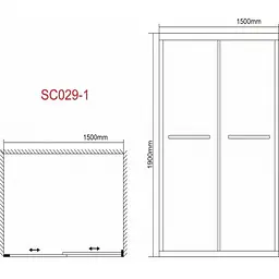 Душові двері Grace 150x190 см розсувні рифлене скло хром SC029-1-150Р, матовий, хром - мініатюра 2