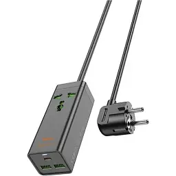 Мережевий подовжувач Hoco AC9A Talent PD30W (1C2A with 1 socket) Desktop Charger Black - мініатюра 3