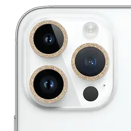 Захисне скло Metal Sparkles на камеру (у упак.) для Apple iPhone 15 Pro (6.1) /15 Pro Max (6.7) Золотий / Gold