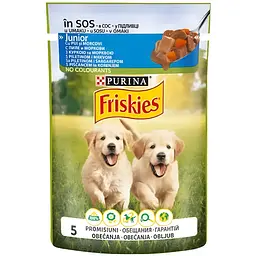 Набір вологого корму для цуценят Friskies Junior шматочки у підливці з куркою та морквою 2.210 кг (26 шт. х 85 г) - мініатюра 2