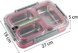 Ланч-бокс Snack на 3 секції пластик та нержавіюча сталь Kamille 27х19х5 см kuh0007594 - мініатюра 6
