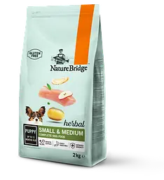 Сухий корм для цуценят малих та середніх порід Nature Bridge Herbal з куркою, 2 кг