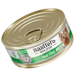 Вологий корм для собак Basttet`o Holistic шматочки філе телятини в соусі 85 г ж/б