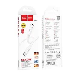 Кабель USB Hoco X87 Magic Silicone 60W Type-C to Type-C білий