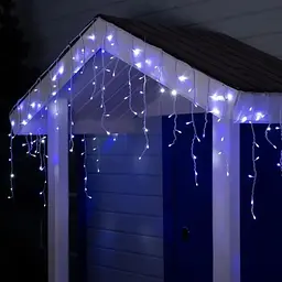 Новорічна святкова гірлянда бахрома 120 Led прозорий провід 3х0.5 м синій