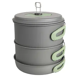Набір посуду Bo-Camp Explorer XL 4 Pieces Hard Anodized Grey/Green (2200249), Сірий - мініатюра 13