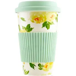 Чашка Keramia Flower story, з силіконовою кришкою, бірюзова, 440 мл (21-279-065) - мініатюра 2