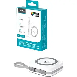 Зовнішній акумулятор Choetech Magnetic Wireless B697-WH 10000mAh 22.5W White [156579] - мініатюра 3