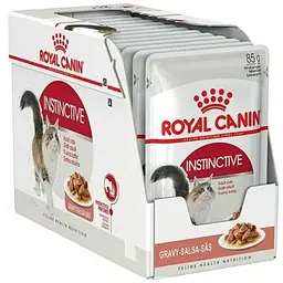 Набір вологого корму для дорослих кішок Royal Canin Instinctive шматочки в соусі 1.02 кг (12 шт. х 85 г)