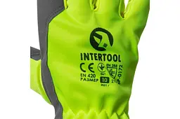 Рукавички робочі захисні Intertool комбінована козяча флуоресцентна шкіра зелена 10" - мініатюра 2