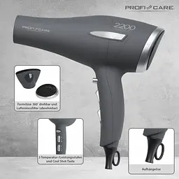 Фен Profi Care PC-HTD 3045 Anthracite - мініатюра 2