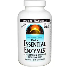 Ферменти для травлення, Essential Enzymes, вегетаріанські, 500 мг, 240 капсул Source Naturals vit0002803