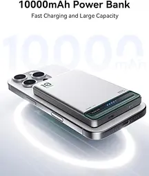 Kuulaa MagSafe павербанк 10000mAh Slim, магнітний, бездротова зарядка 7.5W, PD 20W USB-C In/Out, срібний - мініатюра 2