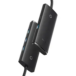 USB-хаб Baseus Lite Series 4-in-1 Hub Adapter Black (WKQX030101) [136670] - мініатюра 3