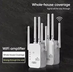 Бездротовий Wi-Fi підсилювач-повторювач (репітер) сигналу 300 Мбіт/с, 2.4 ГГц, з подовженням радіусу дії - мініатюра 3