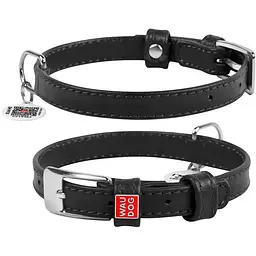 Нашийник для собак Waudog Glamour, шкіряний, з QR паспортом, 27-36х1,5 см, чорний - мініатюра 2