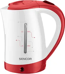 Електрочайник Sencor 0.5 л Strix пластик в комплекті 2 склянки + 2 ложки біло-червоний kuh0015385 - мініатюра 2