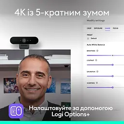 Веб-камера Logitech Brio 4K Graphite UltraHD (L960-001718) Black (960-001718) - мініатюра 9