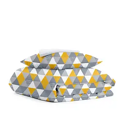 Дитяча постільна білизна в ліжечко TRIANGLES, жовтий (DeltaYellowGrey_01White_140)