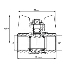 Кран кульовий Koer KG.207 - 1/2" FF ГГМ (газ) KR4958 - мініатюра 3
