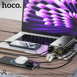 Універсальна мобільна батарея Hoco DB58 Plentiful 22.5W fully compatible 30 000mAh чорний - мініатюра 3
