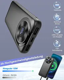 Повербанк 10000 мАг, USB-C Вхід та вихід з кабелем, функція швидкого заряджання - мініатюра 4